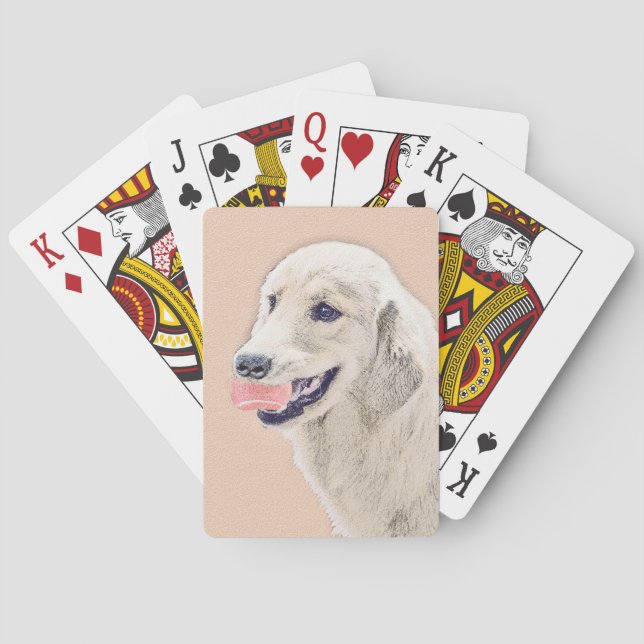 Golden Retriever with Tennis Ball Painting Dog Art Poker Cards (Back)