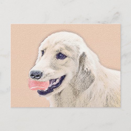 Golden Retriever with Tennis Ball Painting Dog Art Postcard