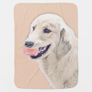Golden Retriever with Tennis Ball Painting Dog Art Swaddle Blanket
