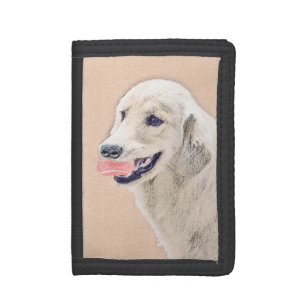 Golden Retriever with Tennis Ball Painting Dog Art Tri-fold Wallet