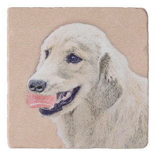 Golden Retriever with Tennis Ball Painting Dog Art Trivet
