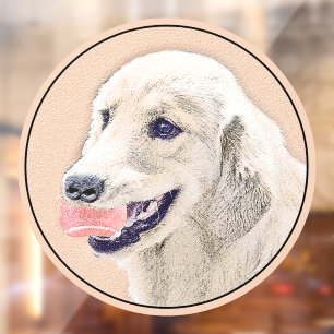 Golden Retriever with Tennis Ball Painting Dog Art Window Cling