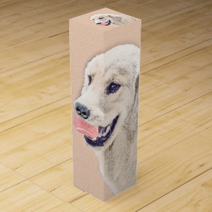 Golden Retriever with Tennis Ball Painting Dog Art Wine Box