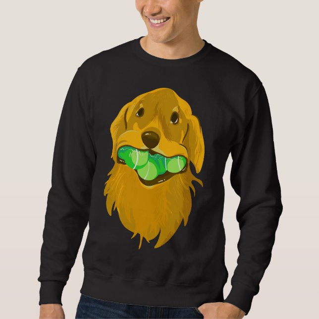 Golden Retriever With Tennis Balls Active Sweatshirt (Front)