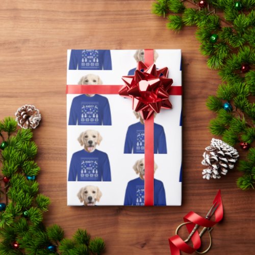 Golden Retriever With Ugly Sweater Wrapping Paper