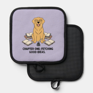 Golden Retriever Writer Ink Good Idea Lilac Design Pot Holder