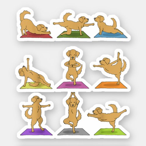 Golden Retriever Yoga T_shirt Funny Dogs In Yoga P Sticker