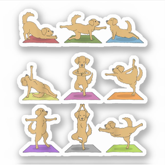 Golden Retriever Yoga T-shirt Funny Dogs In Yoga P Sticker (Front)