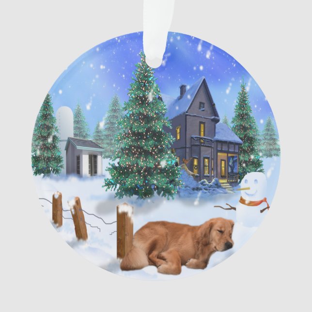 Golden Retriever Yogi Christmas Ornament (Front)