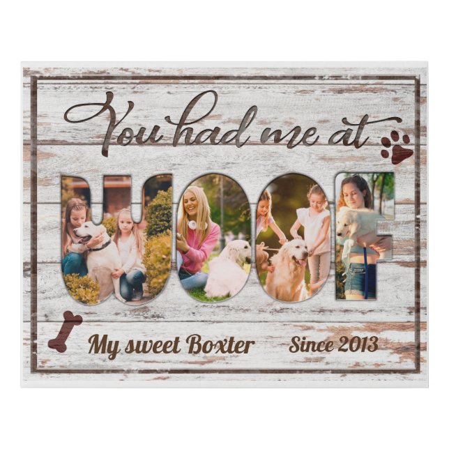Golden Retriever You Had Me At Woof Gift for Dogs Faux Canvas Print (Front)