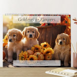 Golden Retrievers and Flowers Dog Lover Calendar<br><div class="desc">A charming and delightful calendar with heartwarming images of adorable Golden Retrievers complemented by a vibrant array of pretty flowers.  A visual treat for dog lovers and flower enthusiasts alike,  and a wonderful gift for Golden owners.</div>