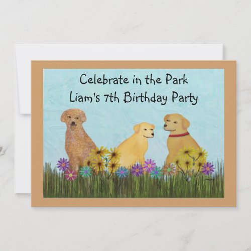 Golden Retrievers Birthday Party Invitations