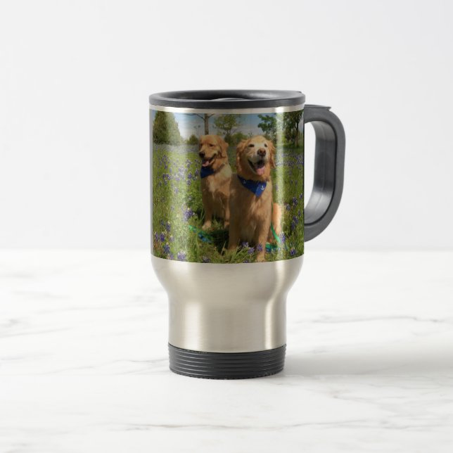 Golden Retrievers Bluebonnet Mug (Front Right)