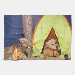 Golden Retrievers Camping Kitchen Towel
