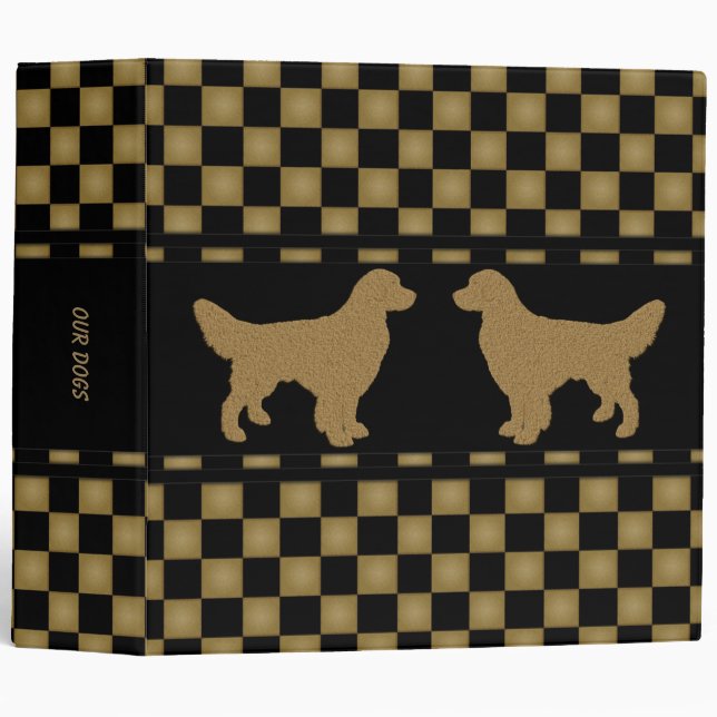 Golden Retrievers Checkered Personalized Binder (Front/Spine)
