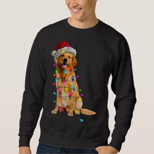 Golden Retrievers Christmas Lights Hat Santa Dog L Sweatshirt