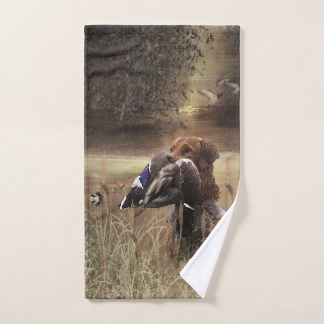 Golden Retrievers , duck hunting Tapestry Poster C Bath Towel Set (Hand Towel)