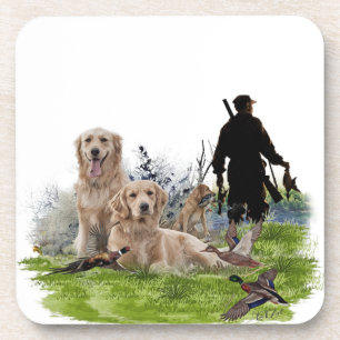  Golden Retrievers - Excellent hunting dogs    Beverage Coaster