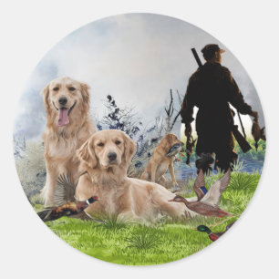 Golden Retrievers - Excellent hunting dogs Classic Round Sticker
