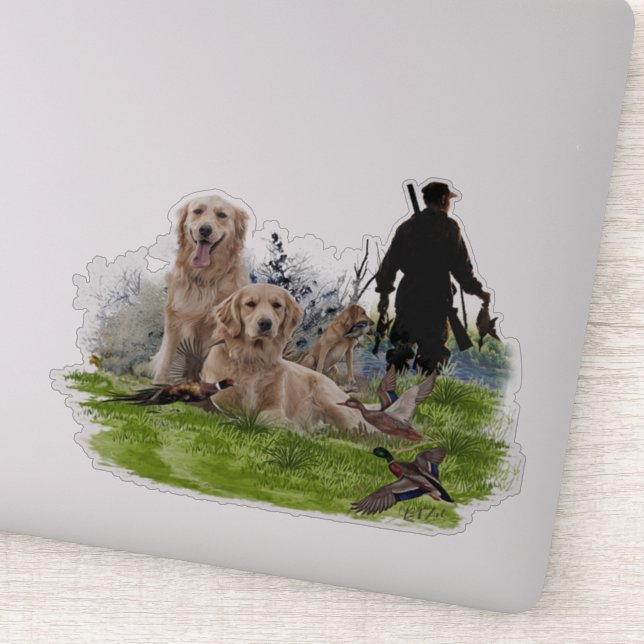  Golden Retrievers - Excellent hunting dogs    Sticker (Detail)