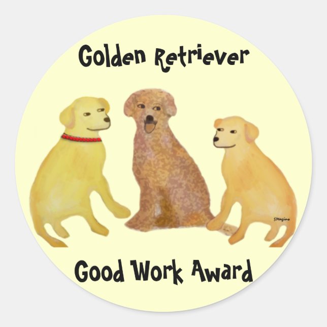 Golden Retrievers Good Work Stickers (Front)