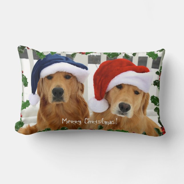 Golden Retrievers Holiday Pillow (Front)
