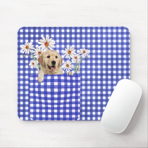 Golden Retrievers In Gingham Pocket Mouse Pad