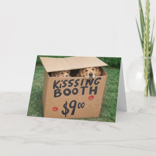 Golden Retrievers In Kissing Box Card