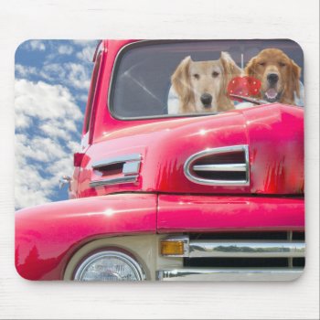 Golden Retrievers In Retro Truck Mouse Pad by dryfhout at Zazzle