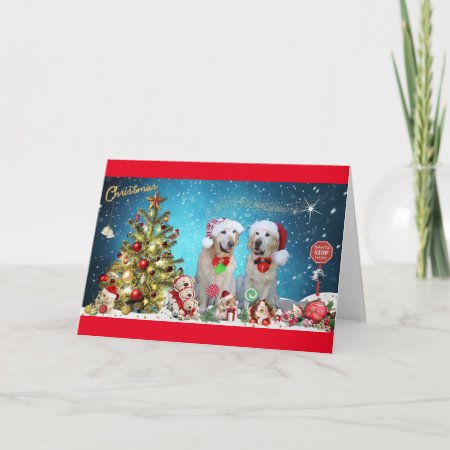 Golden Retriever's In The Christmas Spirit Holiday Card