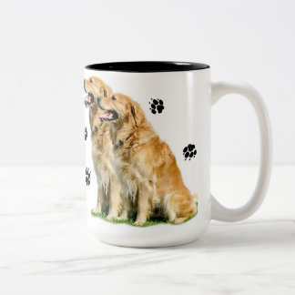 Golden (Retrievers) Leave Pawprints on Your Heart Two-Tone Coffee Mug