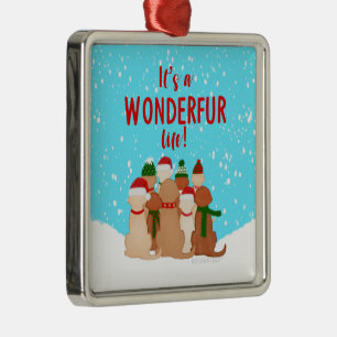 Golden Retrievers Square Christmas Ornament