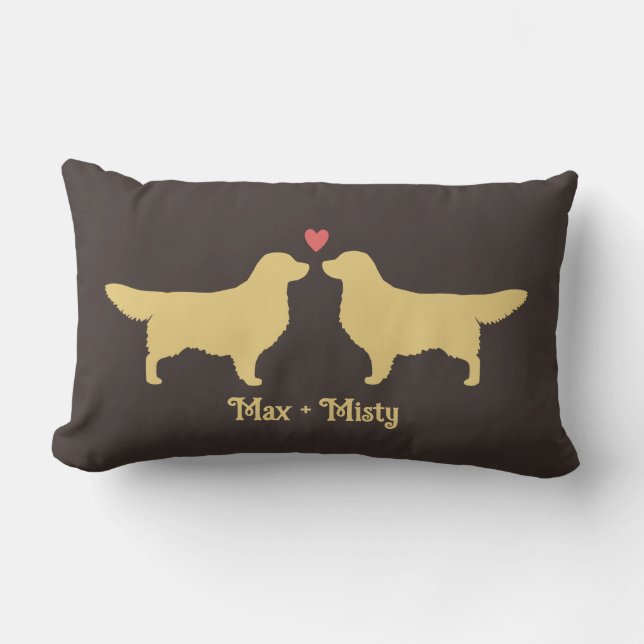Golden Retrievers Wedding Couple Newlywed Dogs Lumbar Pillow (Front)
