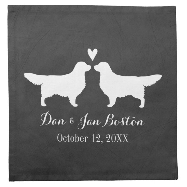 Golden Retrievers Wedding with Custom Text Cloth Napkin (Front)
