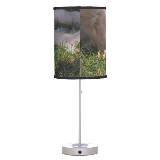 Golden Retriver Resting in the Grass Photo Table Lamp (Back)
