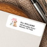 GOLDEN RETRIVER SANTA HAT SNOWMAN CUSTOM LABEL<br><div class="desc">Top off your mailing with these dog inspired  return address labels featuring watercolor Golden Labrador in Santa Hat with a snowman and a pine tree. Customize with family signature and address in a nice modern font.
Perfect for dog lovers,  vintage dog,  Labrador owner Retrievers lover</div>