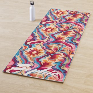 Golden Retro Colors Tie Dye Pattern Custom Name