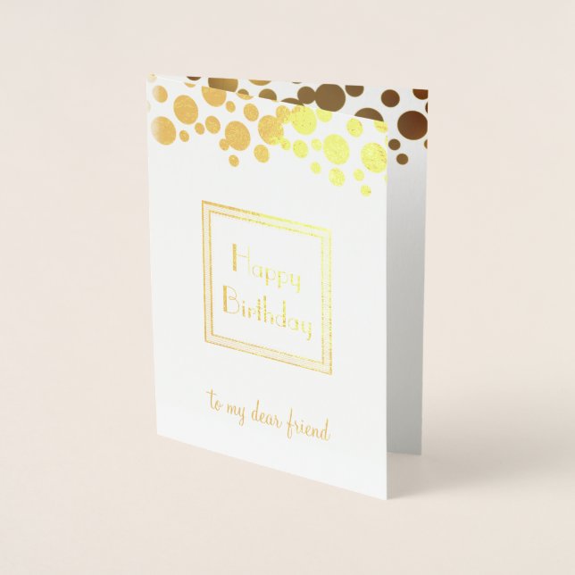 golden retro confetti - happy birthday foil card (Front)