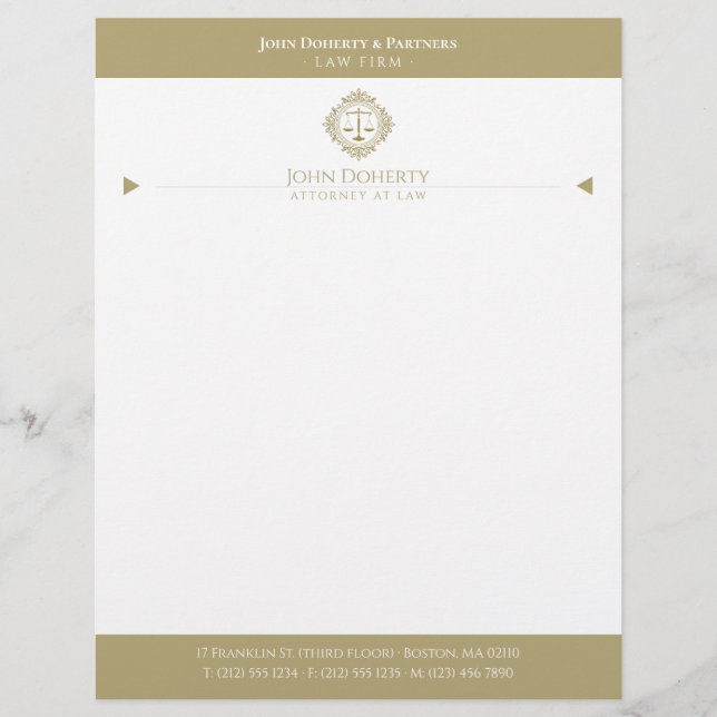 Golden Retro Scales of Justice | Professional Letterhead (Front)