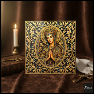 Golden Reverence Virgin Mary Acrylic Print