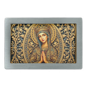 Golden Reverence Virgin Mary Belt Buckle