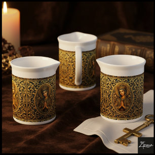 Golden Reverence Virgin Mary Beverage Pitcher