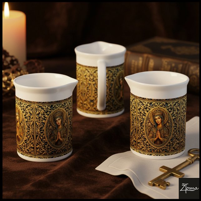 Golden Reverence Virgin Mary Beverage Pitcher (Creator Uploaded)