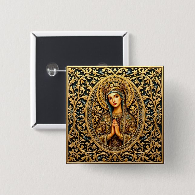 Golden Reverence Virgin Mary Button (Front & Back)