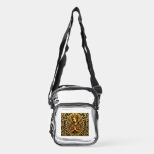 Golden Reverence Virgin Mary Clear Crossbody Bag