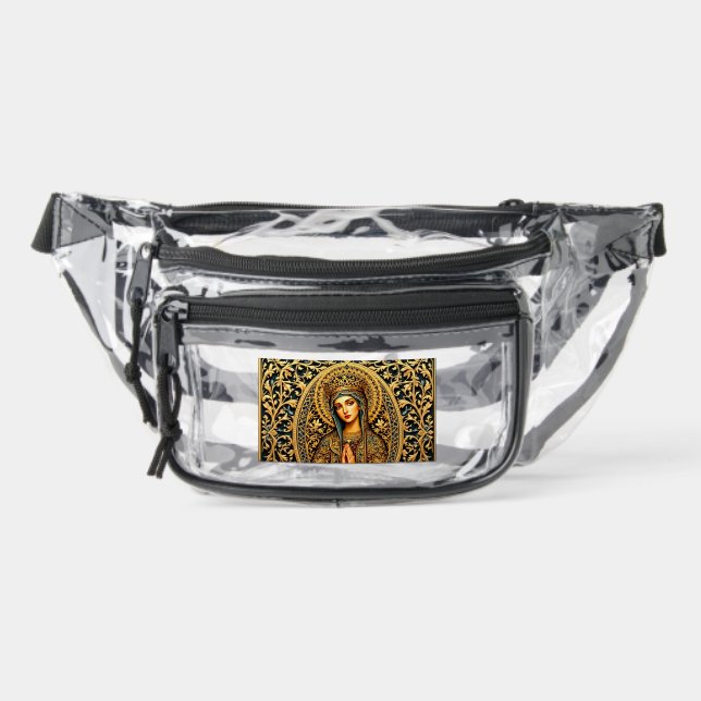 Golden Reverence Virgin Mary Clear Fanny Pack (Front)