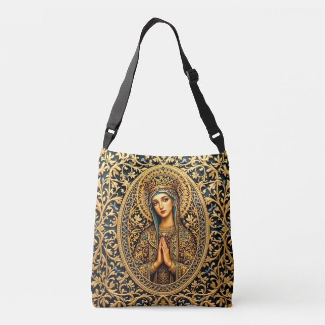 Golden Reverence Virgin Mary Crossbody Bag (Back)