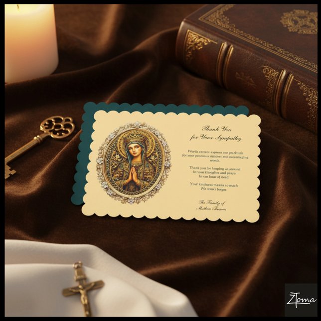Golden Reverence Virgin Mary Flat Thank You Card (Creator Uploaded)