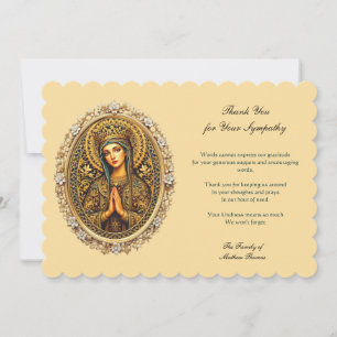 Golden Reverence Virgin Mary Flat Thank You Card