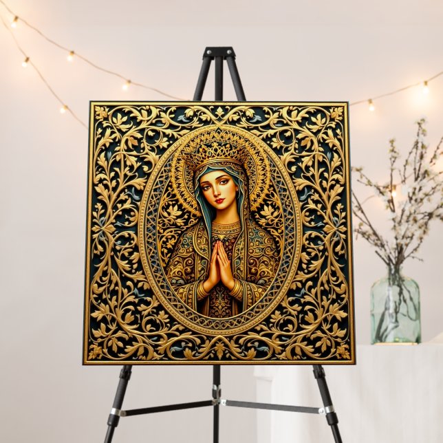 Golden Reverence Virgin Mary  Foam Board (In Situ (Stand))